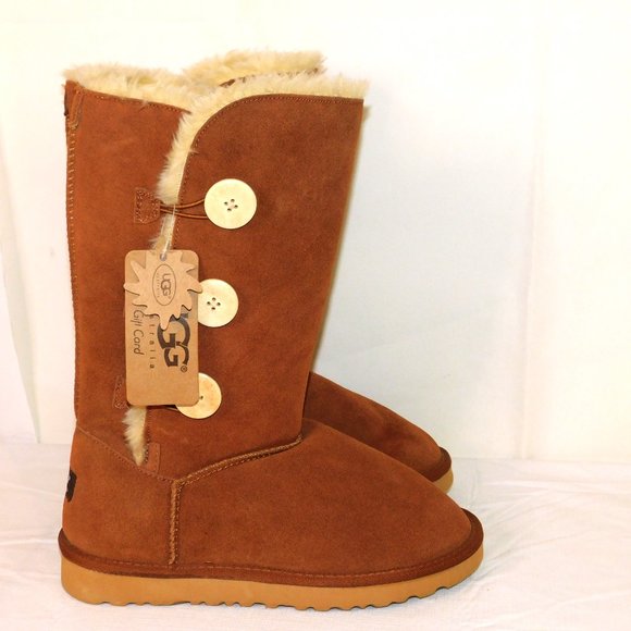 UGG Shoes - Ugg Bailey Triple Button 1873 Chestnut Suede Tall Boot NWT Size 9
